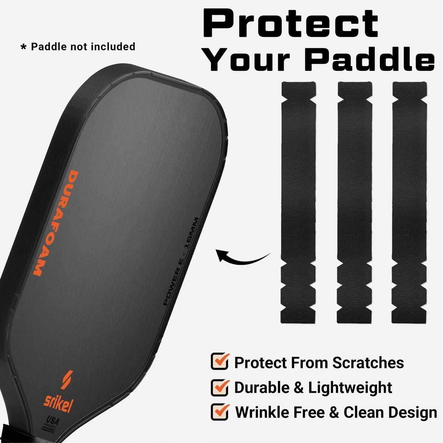 Srikel Pickleball Edge Guard Tape – Paddle 12-14mm Paddle, black