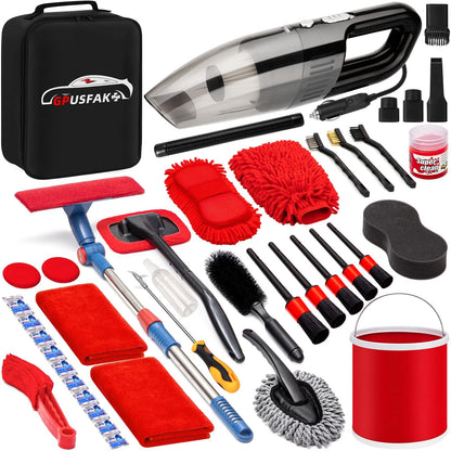 GPUSFAK 41Pcs Car Wash Cleaning Kit with High Power Handheld Vacuum