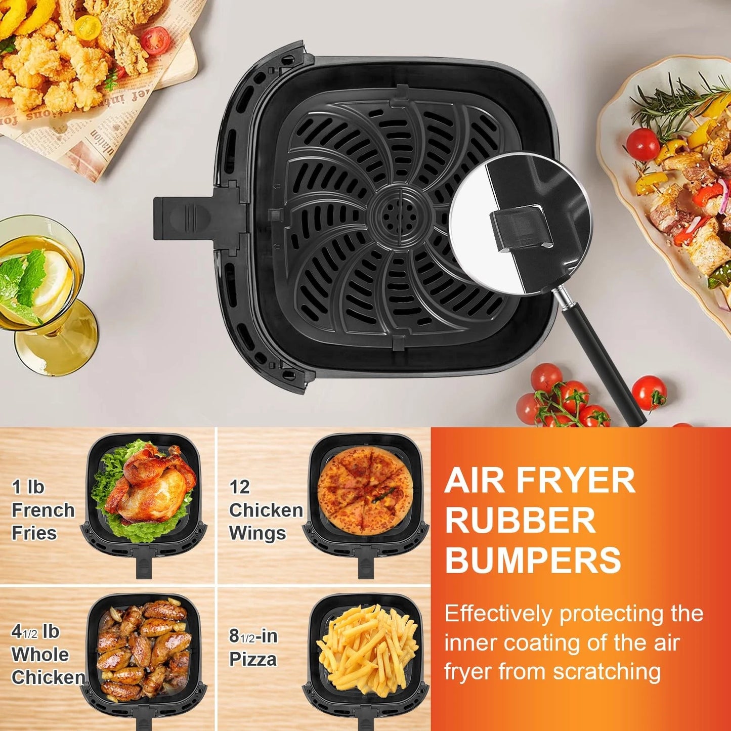 Upgraded Air Fryer Replacement Grill Pan for Chefman 8 QT, Nonstick Tray