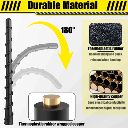 BFXM Black Spiral Bending Antenna, Waterproof Car Rubber Antennas, 7