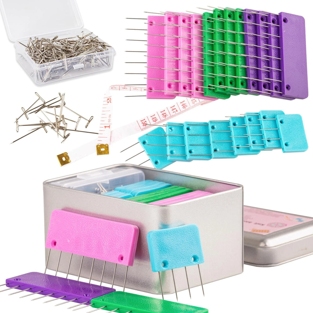 Svartur Crochet Blocking Pin Kit, with 20 Knit Multicolor, 1 Pack, White