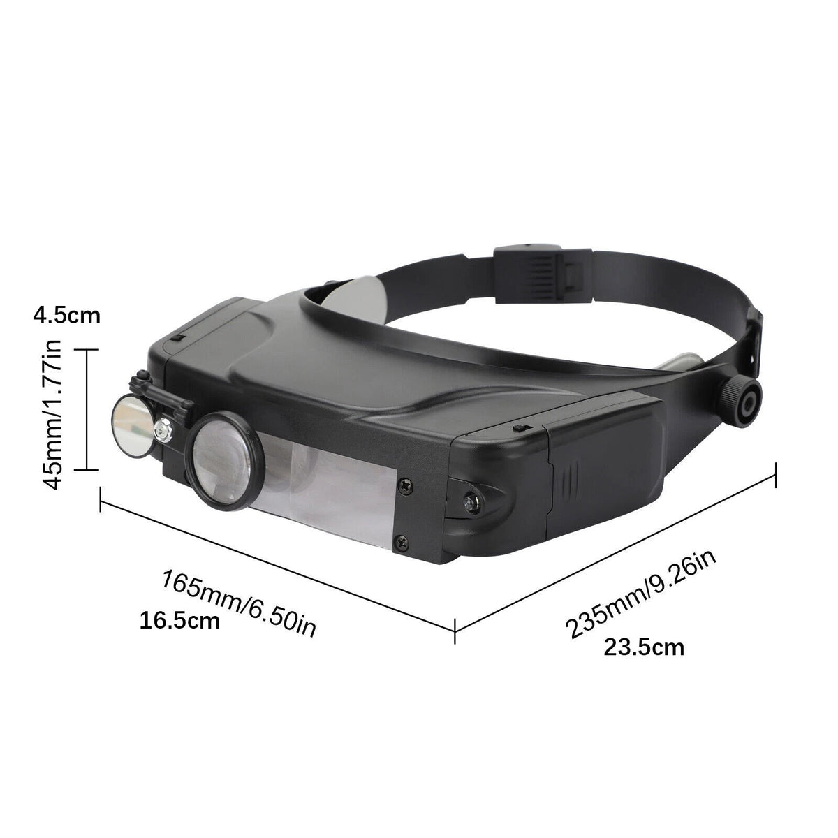 1.5X 3X 9.5X 11X LED Jeweler Head Magnifier Illuminated Visor Glasses 3 Lens