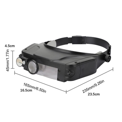 1.5X 3X 9.5X 11X LED Jeweler Head Magnifier Illuminated Visor Glasses 3 Lens