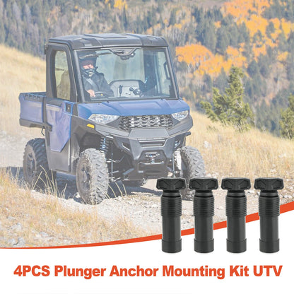 Plunger Anchor Mounting Kit For Polaris Ranger General Lock & Ride System 4Pcs