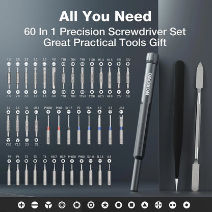 WORKPRO 60-in-1 Precision Screwdriver Set with Pop-up Magnetic Case, Grey
