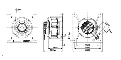 Ebmpapst K3G250-PR17-W9/F01 Centrifugal Fan 400VAC 1160W 1.8A EC Cooling Fan