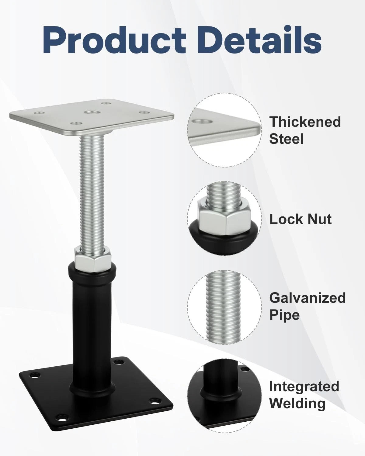 4 Pack House Jacks for Leveling, Screw Jack Adjustable Floor Post Black