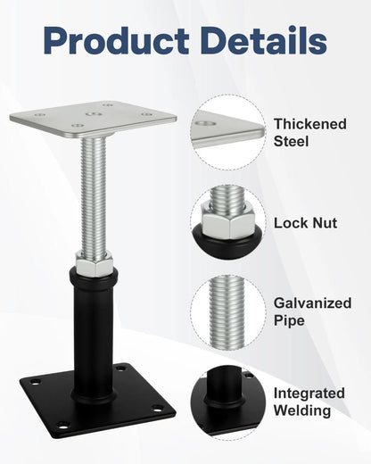4 Pack House Jacks for Leveling, Screw Jack Adjustable Floor Post Black