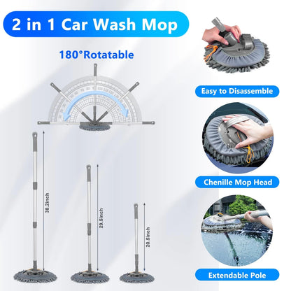 ThinkLearn Car Detailing Kit with Foam Gun, Wash Mop for Deep Gray(33PCS)