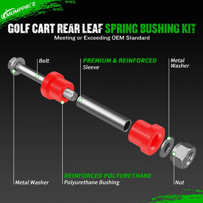 EZGO TXT Spring Bushing Kit With Screw Nuts, Golf Cart Rear Leaf black