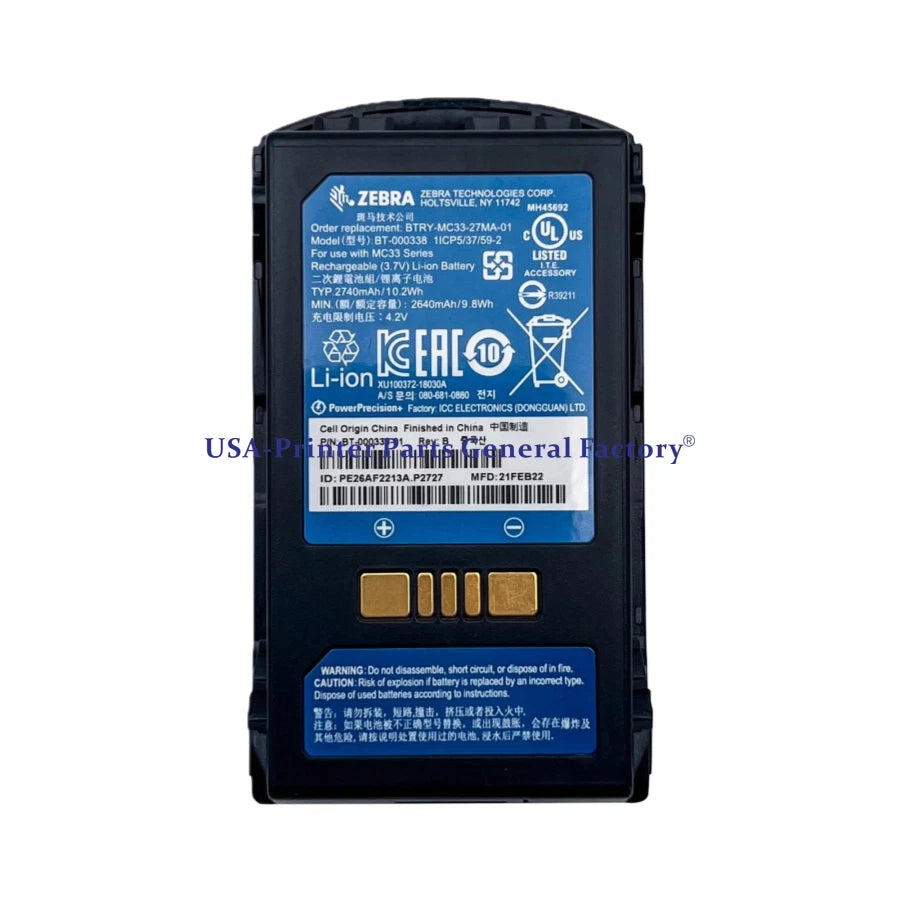 BT-000338-01 2740MAH Battery Fits For Zebra MC33 MC330 MC3300 Barcode
