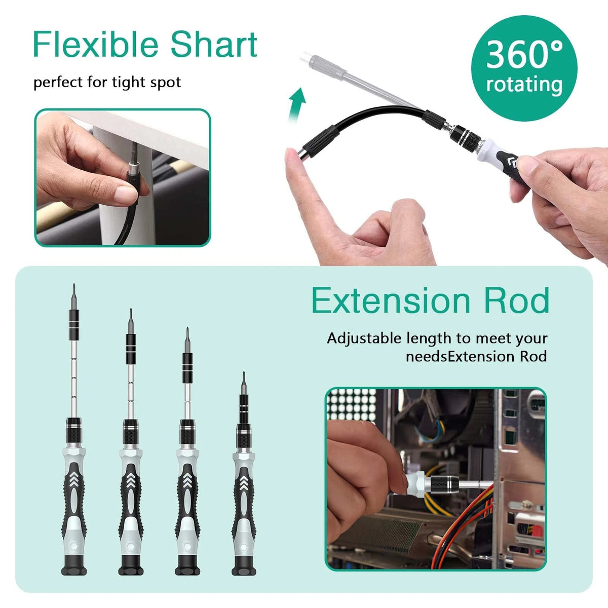 ORIA Precision Screwdriver Set, 132 in 1 Magnetic Repair Tool 132 IN 1, Green