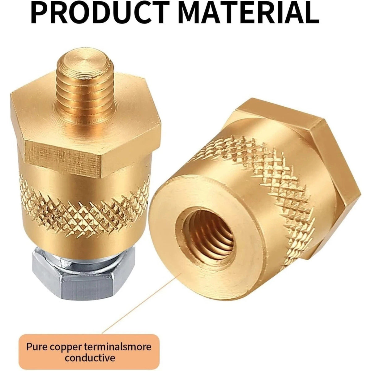 Positive Negative Battery Terminal Extenders Kit 2PCS Brass Connectors Car Auto