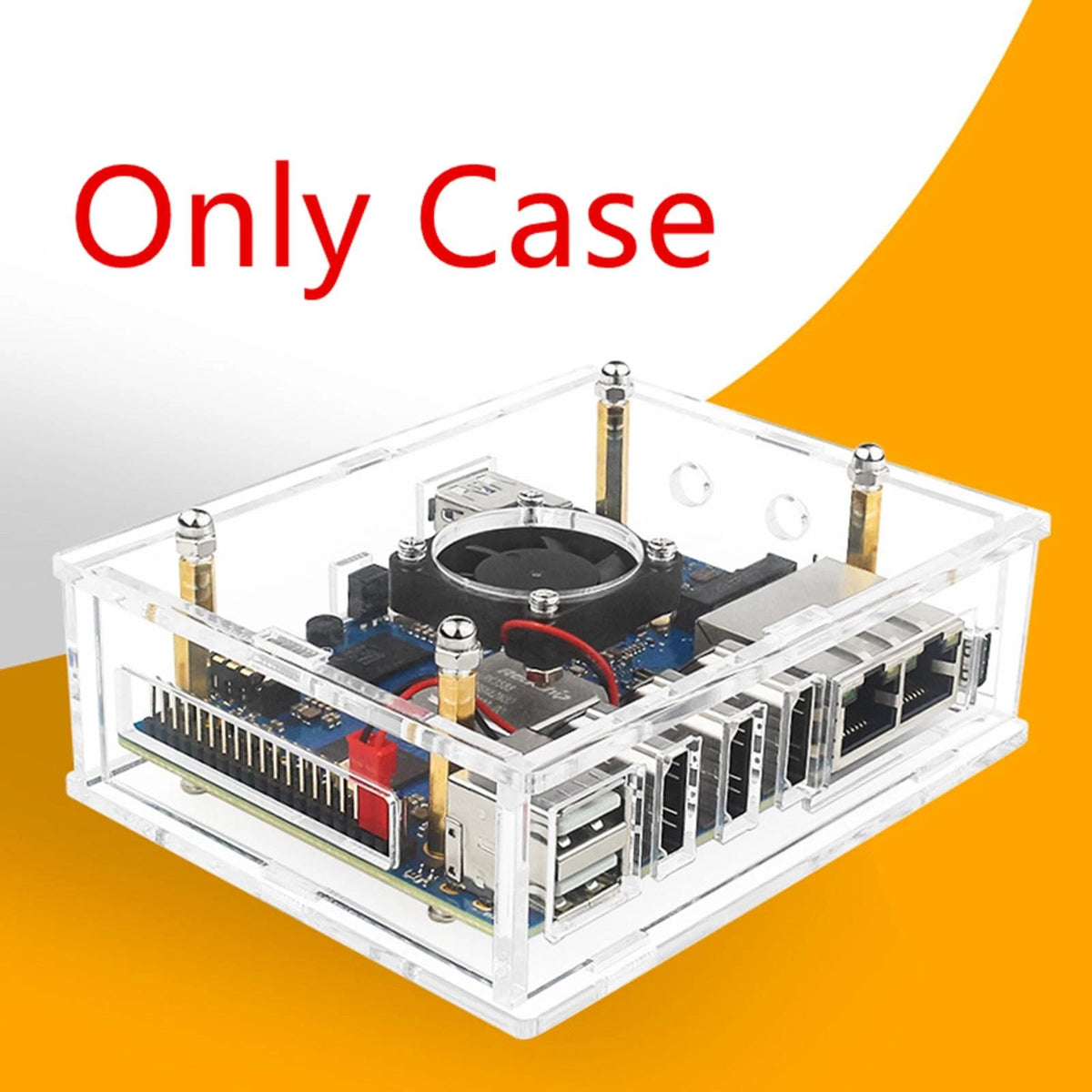 Acrylic Transparent Enclosure Case House W/ Cooling Fan For Orange Pi 5 Plus j
