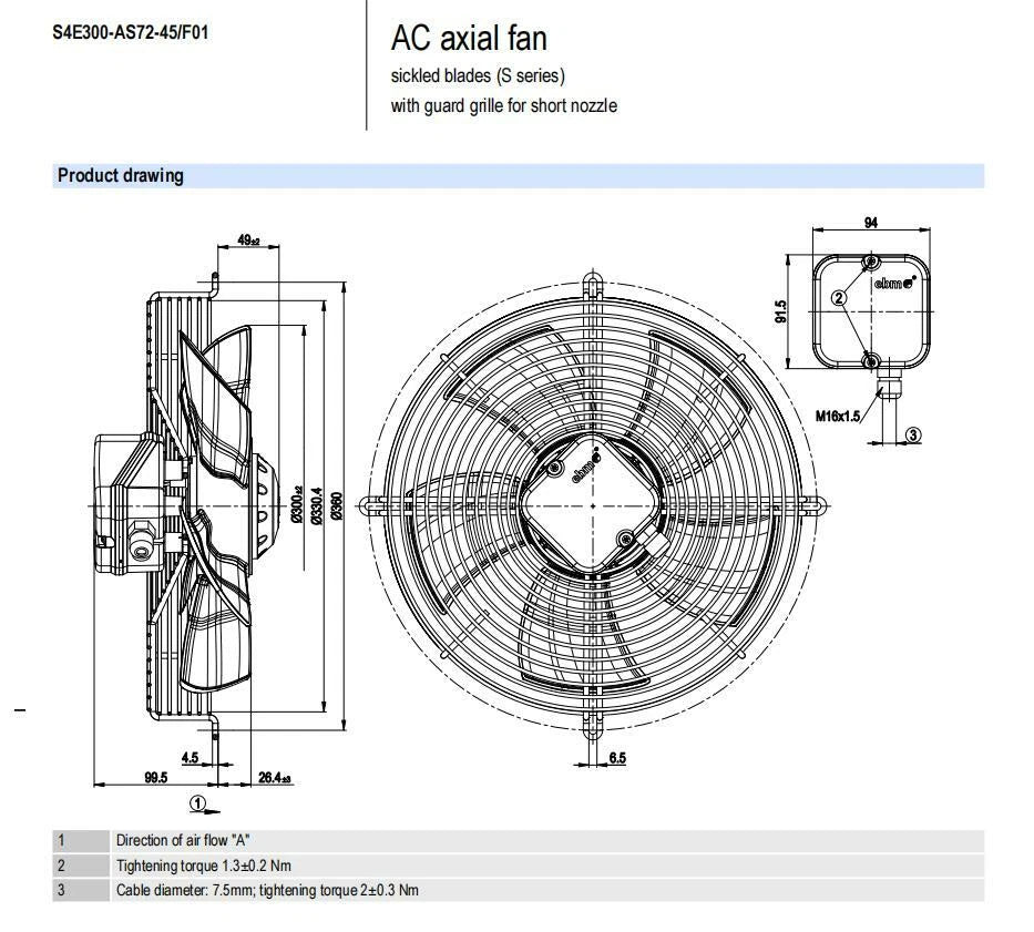 Ebmpapst S4E300-AS72-45/F01 Axial Fan 230VAC ??300MM 0.32A Condenser Cooling Fan