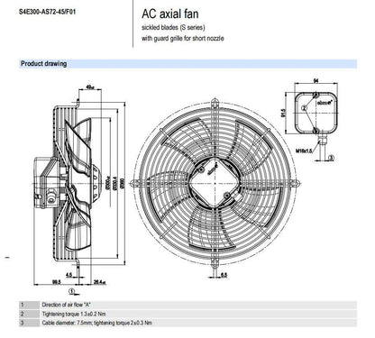 Ebmpapst S4E300-AS72-45/F01 Axial Fan 230VAC ??300MM 0.32A Condenser Cooling Fan