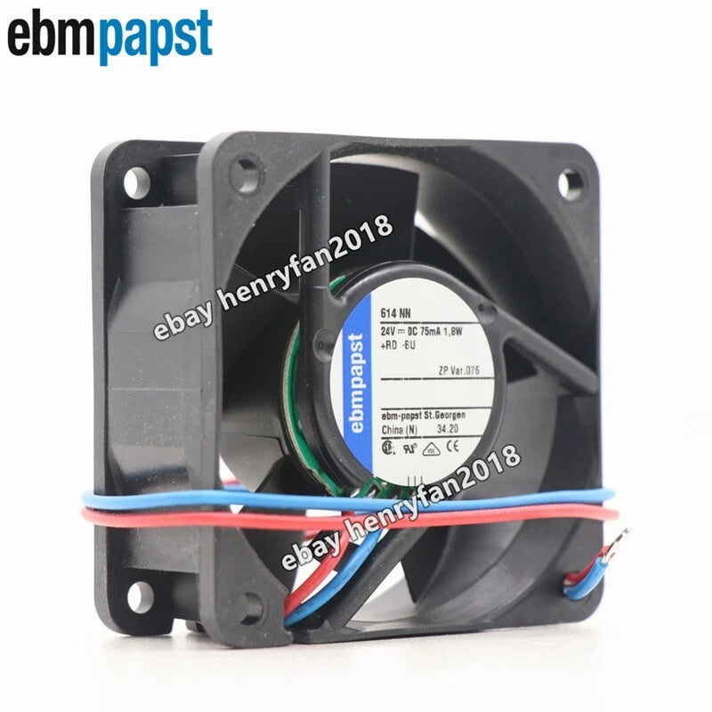 Ebmpapst 614NN Axial Fan 24VDC 75mA 1.8W 5100RPM 60*60*25mm Cooling Fan