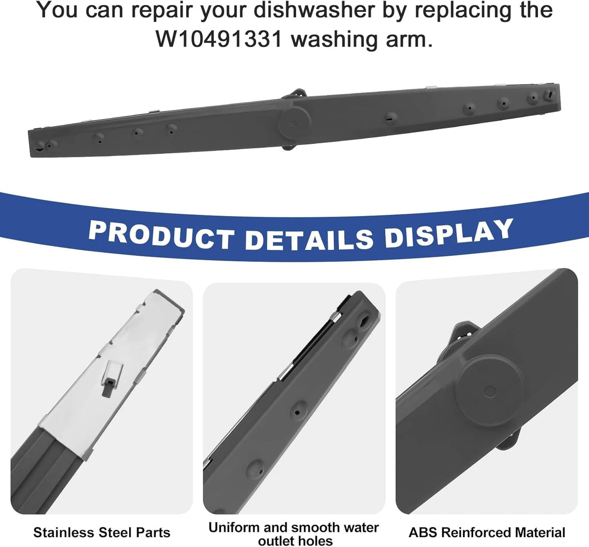 WPW10491331 Dishwasher Lower Spray Arm For Whirlpool Amana Admiral Maytag...