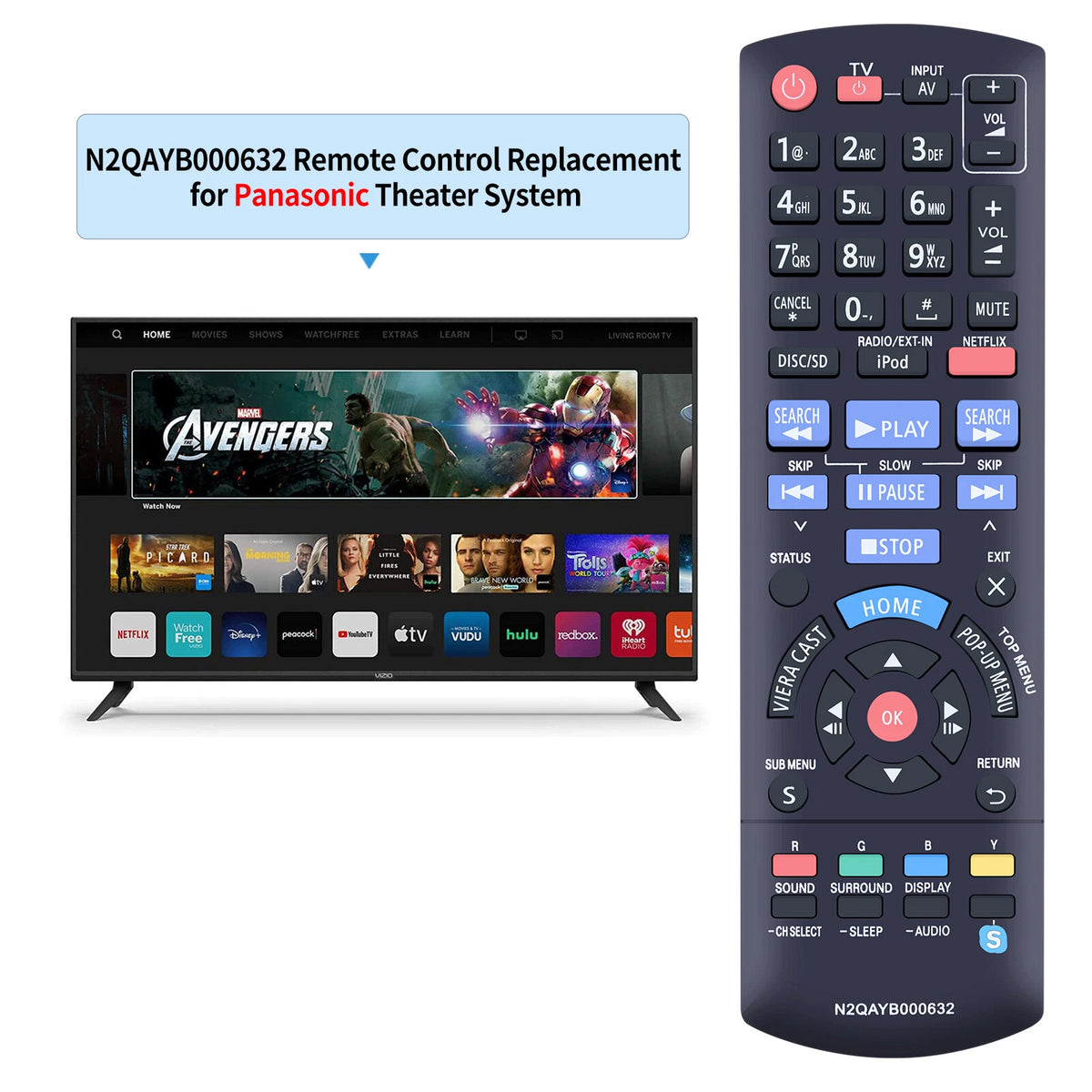 N2QAYB000632 Remote Control For Panasonic Theater System SA-BTT370 SA-BTT770