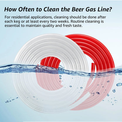 5ft Kegerator CO2 Gas Line and Beer 5Ft Line+5Ft Line, Red+Clear