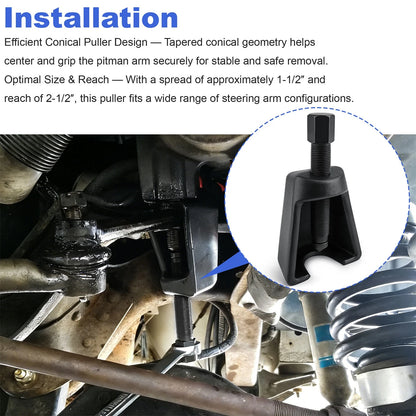 Heavy Duty Pitman Arm Puller Tool, Conical Style with High-Torque Forcing Screw