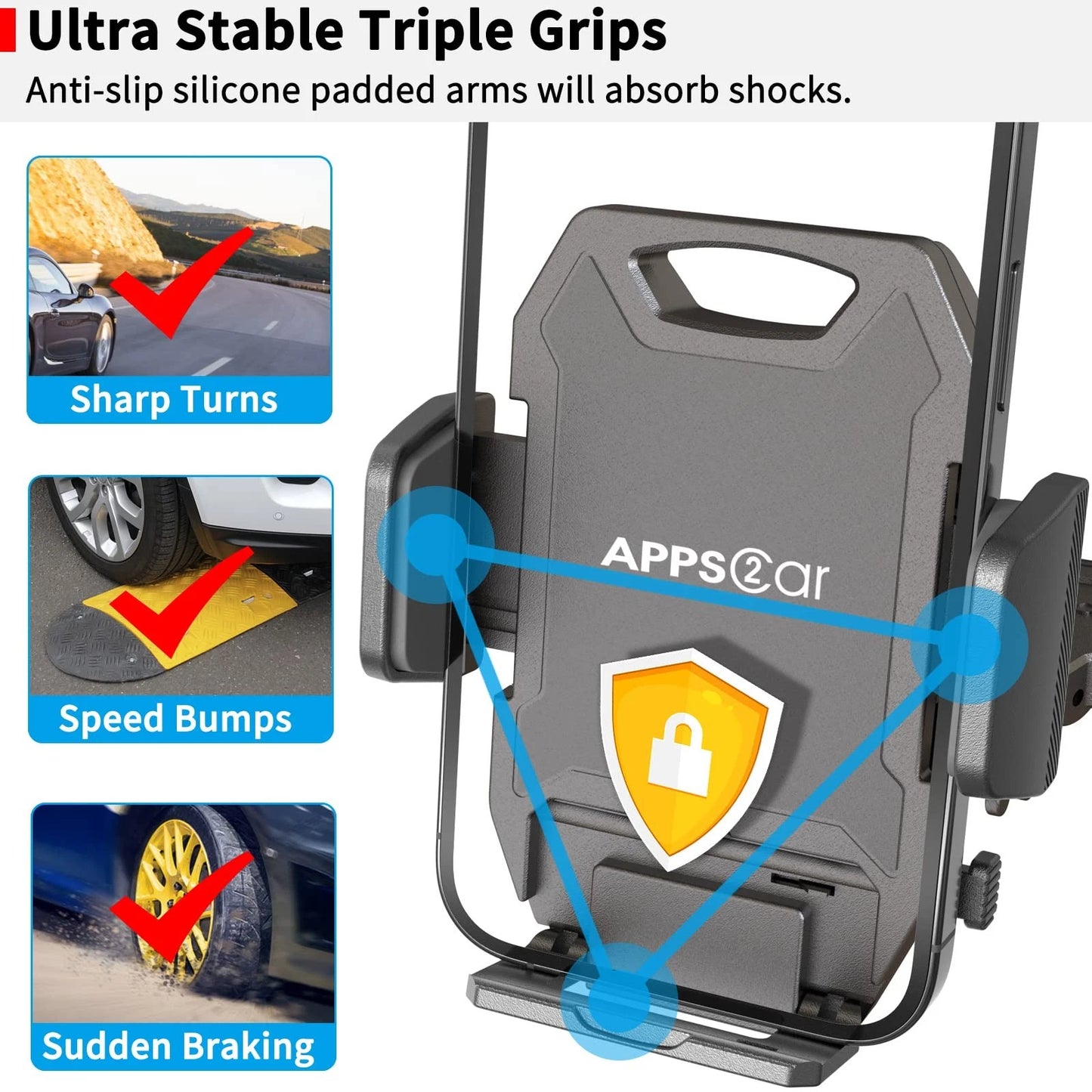 APPS2Car Sturdy CD Slot Phone Mount with One Hand Operation Medium, Black