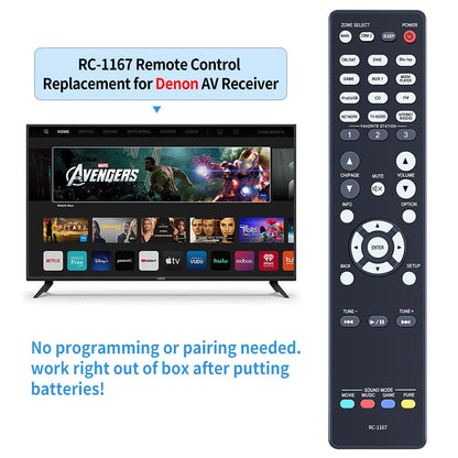 RC-1167 Remote Control For Denon AV Receiver AVR-E400 AVR-X2000 AVR-1913
