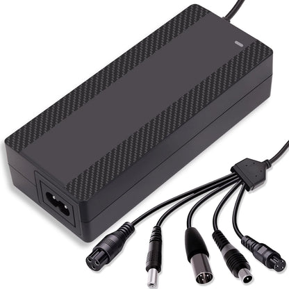 CraogeCoore 29.4V 2A Lithium Battery Charger, 5-in-1 Universal Plug Black