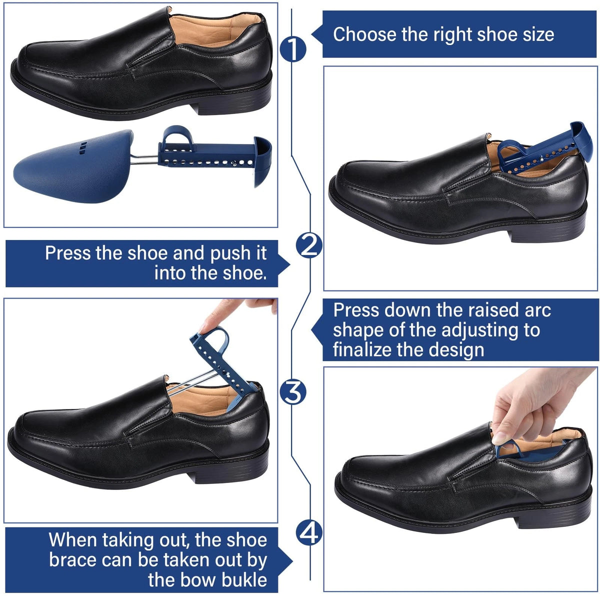 Honeydak 20 Pairs Plastic Shoe Stretcher 9.25-12.20 inches, Dark Blue