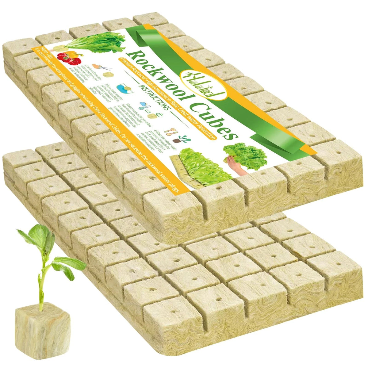 Halatool 1 Inch Rockwool Cubes for Hydroponic Growing, 1" Cubes, 2 Sheets