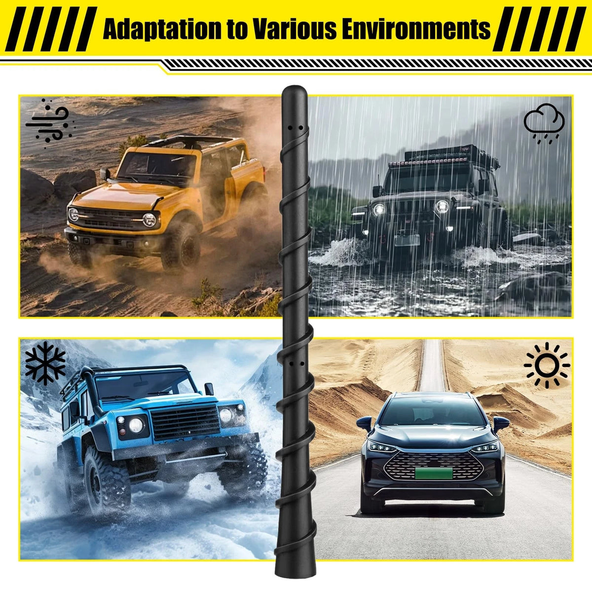 BFXM Black Spiral Bending Antenna, Waterproof Car Rubber Antennas, 7