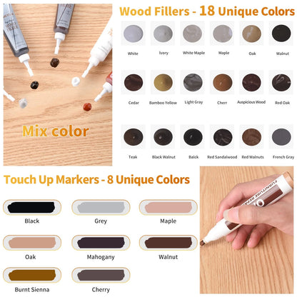 Wood Floor Scratch Repair - Set of 39 - Hardwood 20ml/18 color, 26 Colors-1