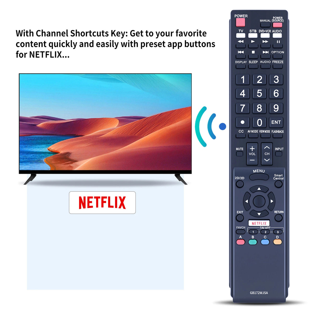 GB172WJSA Remote Control For Sharp AQUOS TV RRMCGB172WJSA LC-60EQ30U