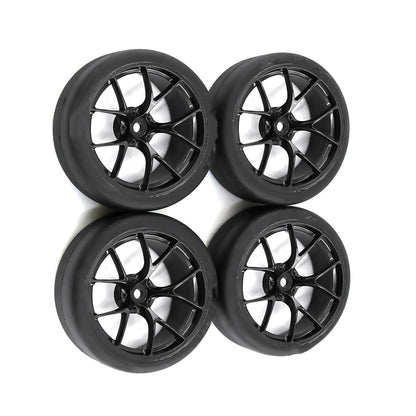4* Upgrade  65mm 1/10 RC Car Tires & Wheels Rims 12mm Hex Hub For Tamiya TT01.