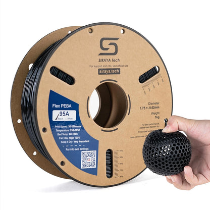 Siraya Tech Rebound PEBA 95A Flexible Filament, The 800g, Peba 95a Black