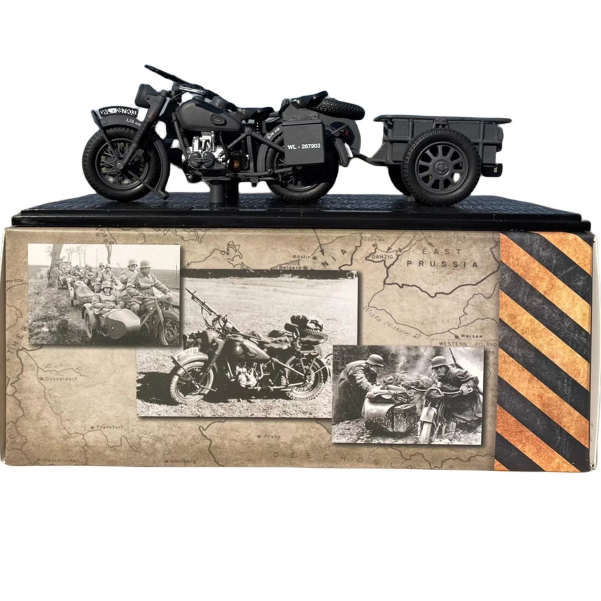 1/24 Scale Plastic German WWII R75 Panzerfaust 30 Motorcycle Model Toy For Kids