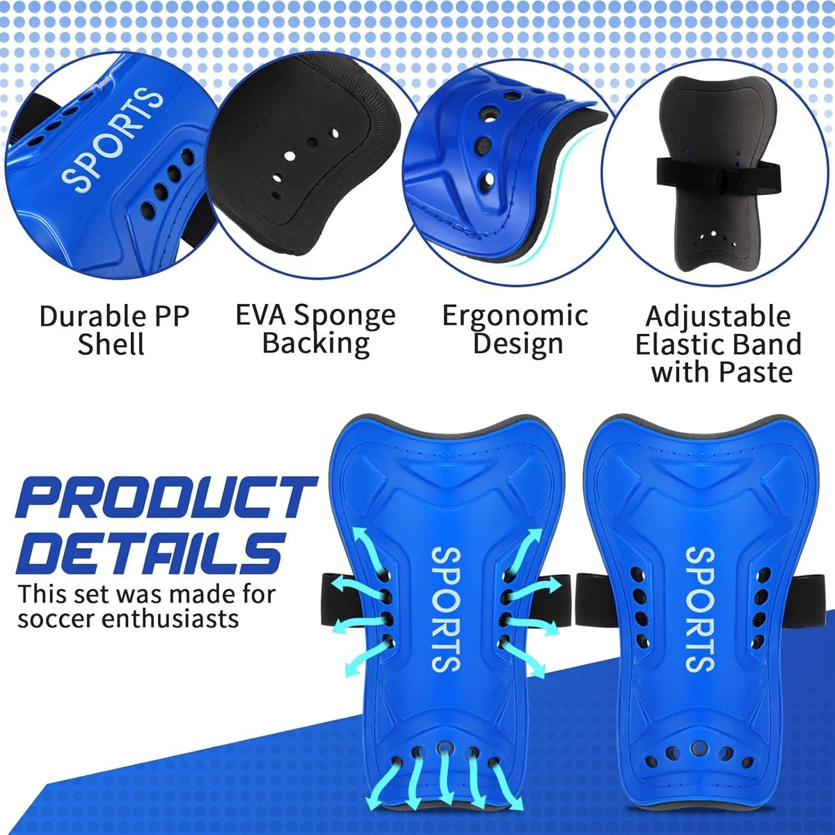 Syhood Soccer Shin Guards and Socks for Toddler Kids Youth, M Size, Blue