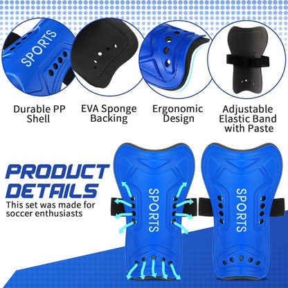Syhood Soccer Shin Guards and Socks for Toddler Kids Youth, M Size, Blue