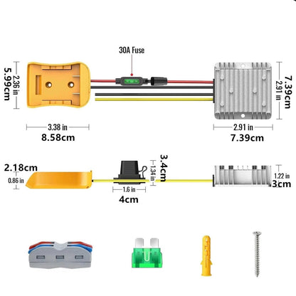 1 Peak 100W Step Down Converter for DeWalt 20V Power Wheels Battery Adapter DC