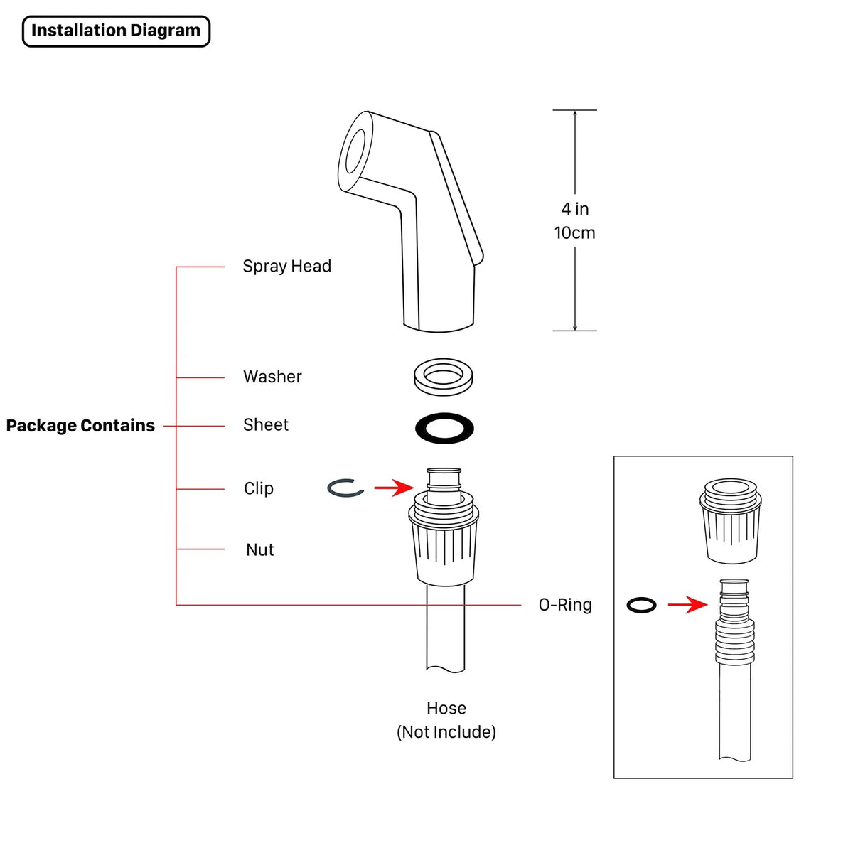 Awelife Kitchen Sink Side Spray Head, Sprayer Attachment, Brushed Nickel