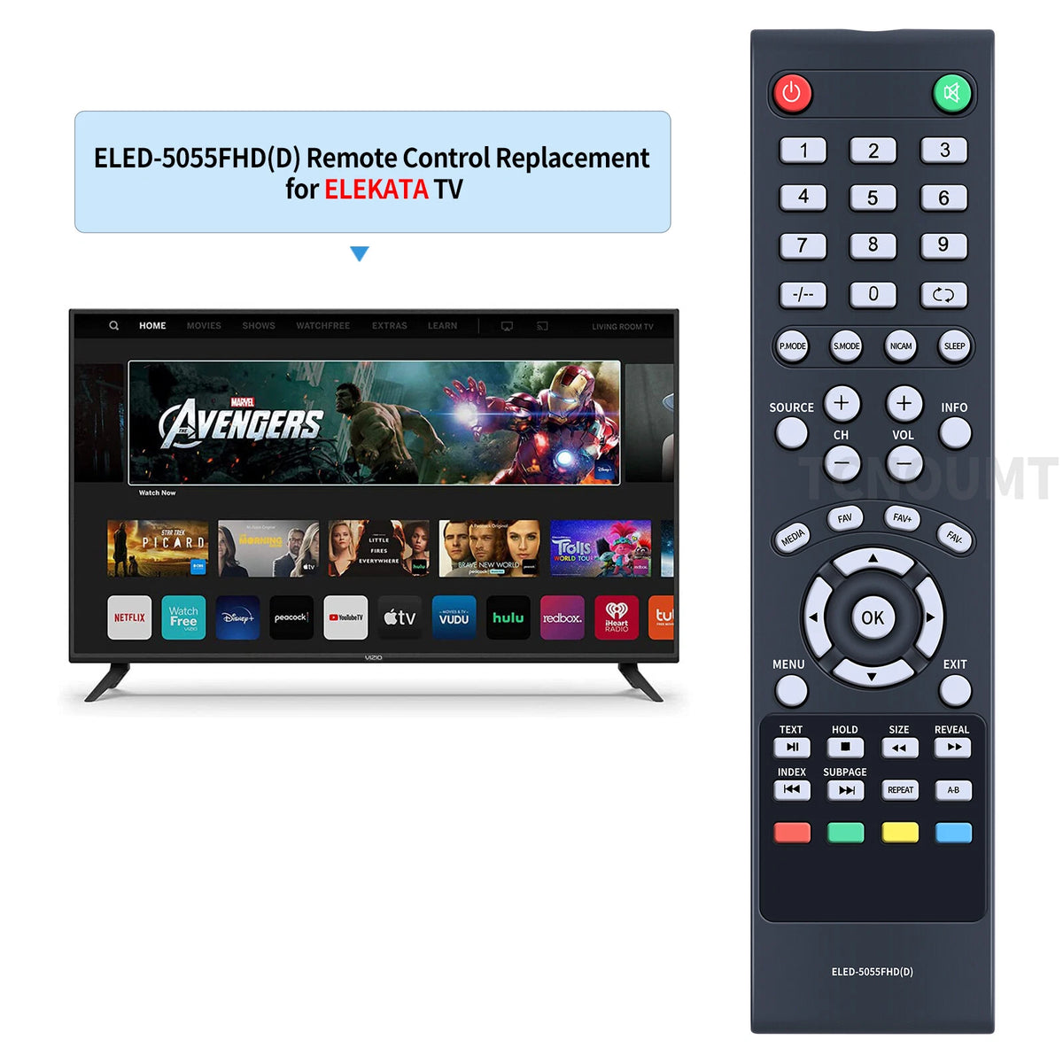 Replacement Remote Control For Elekta 50 Inch FHD LED TV ELED-5055FHD