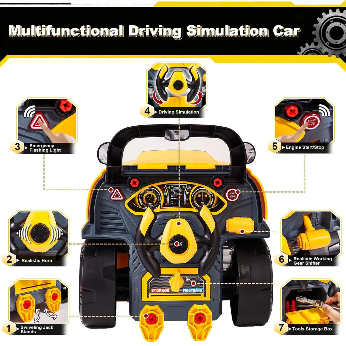 CL FUN Large Truck Engine Toy for Kids: Mechanic Repair Car Kit Toddlers...