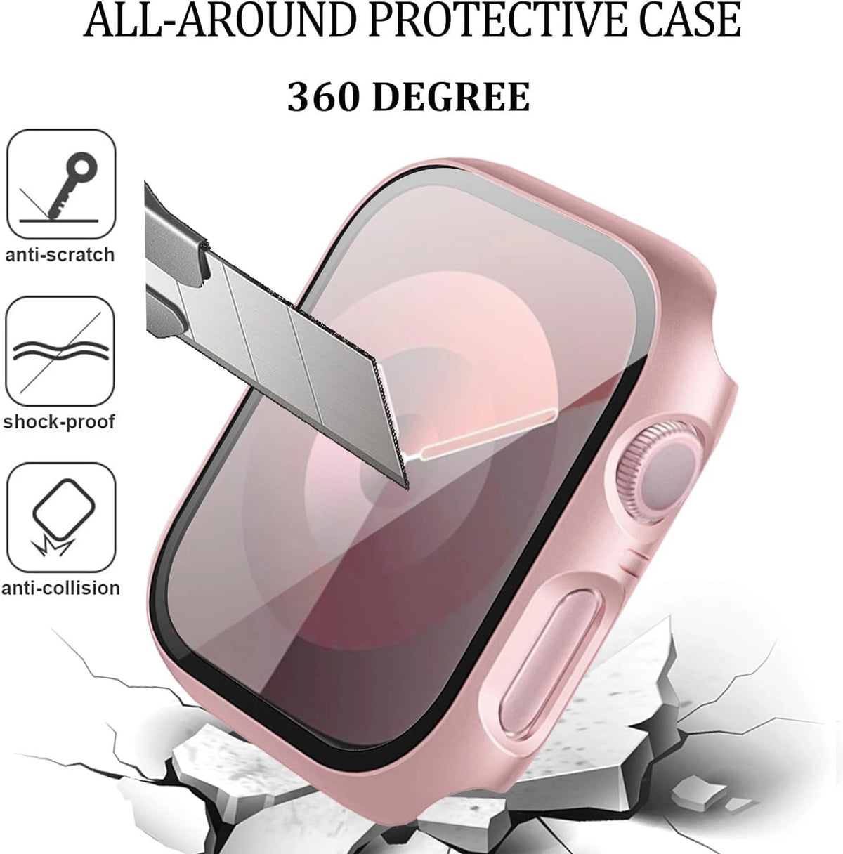 6-Pack Case Compatible 40mm, Black/Transparent/Pink/White/Starlight/Rose Gold