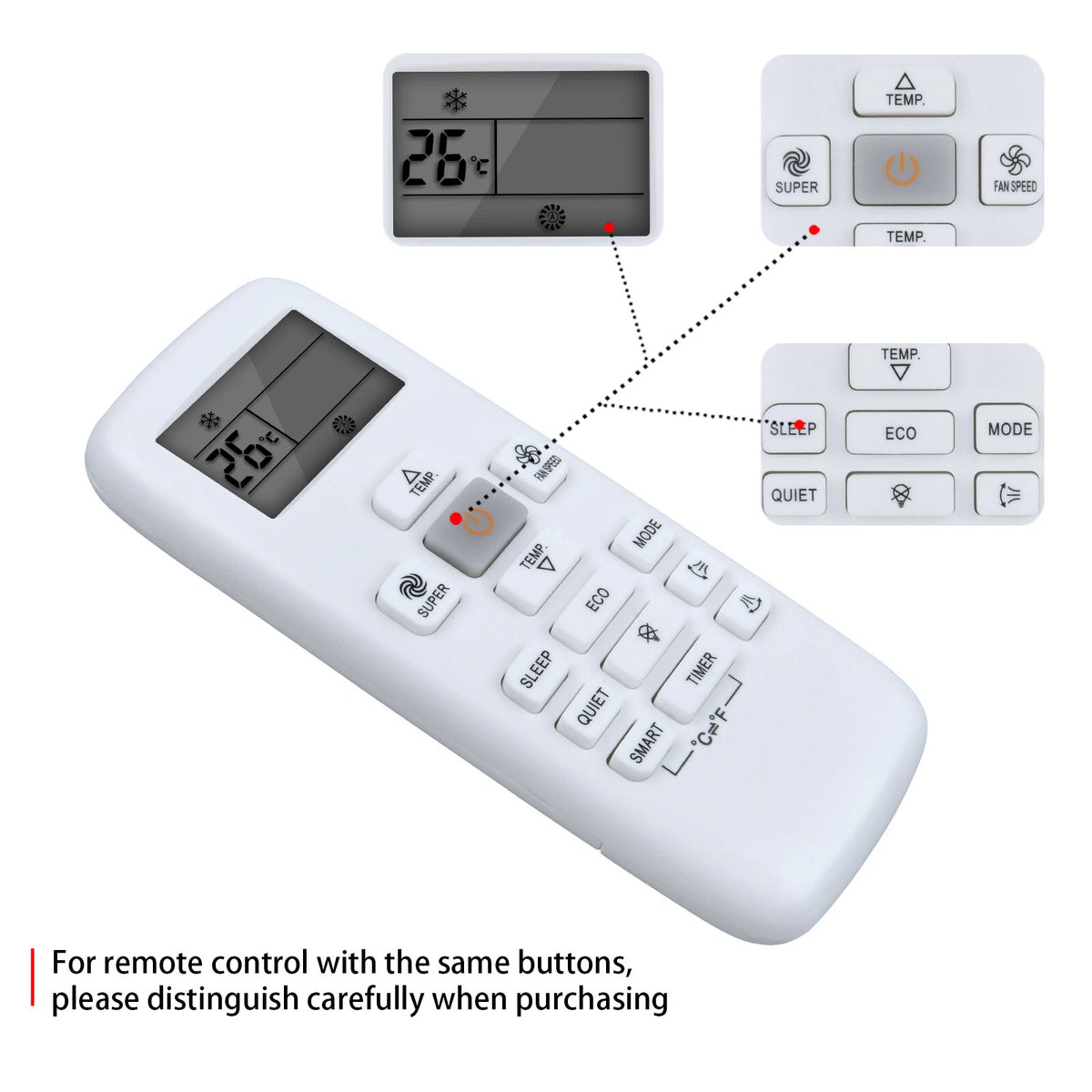 RCH-RUY-0 Replacement Remote Control For Hisense Air Conditioner