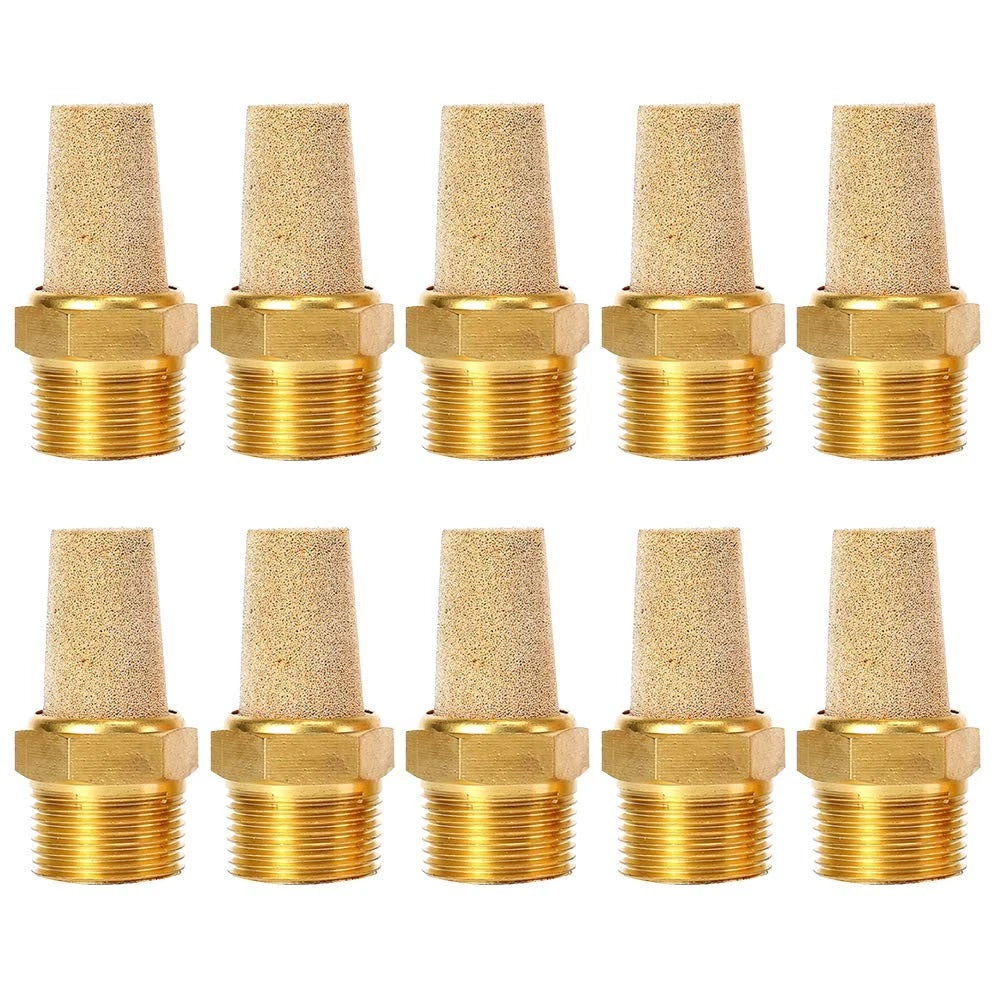 Quickun Air Pneumatic Mufflers, 1/4" Male Thread Sintered (10Pcs)