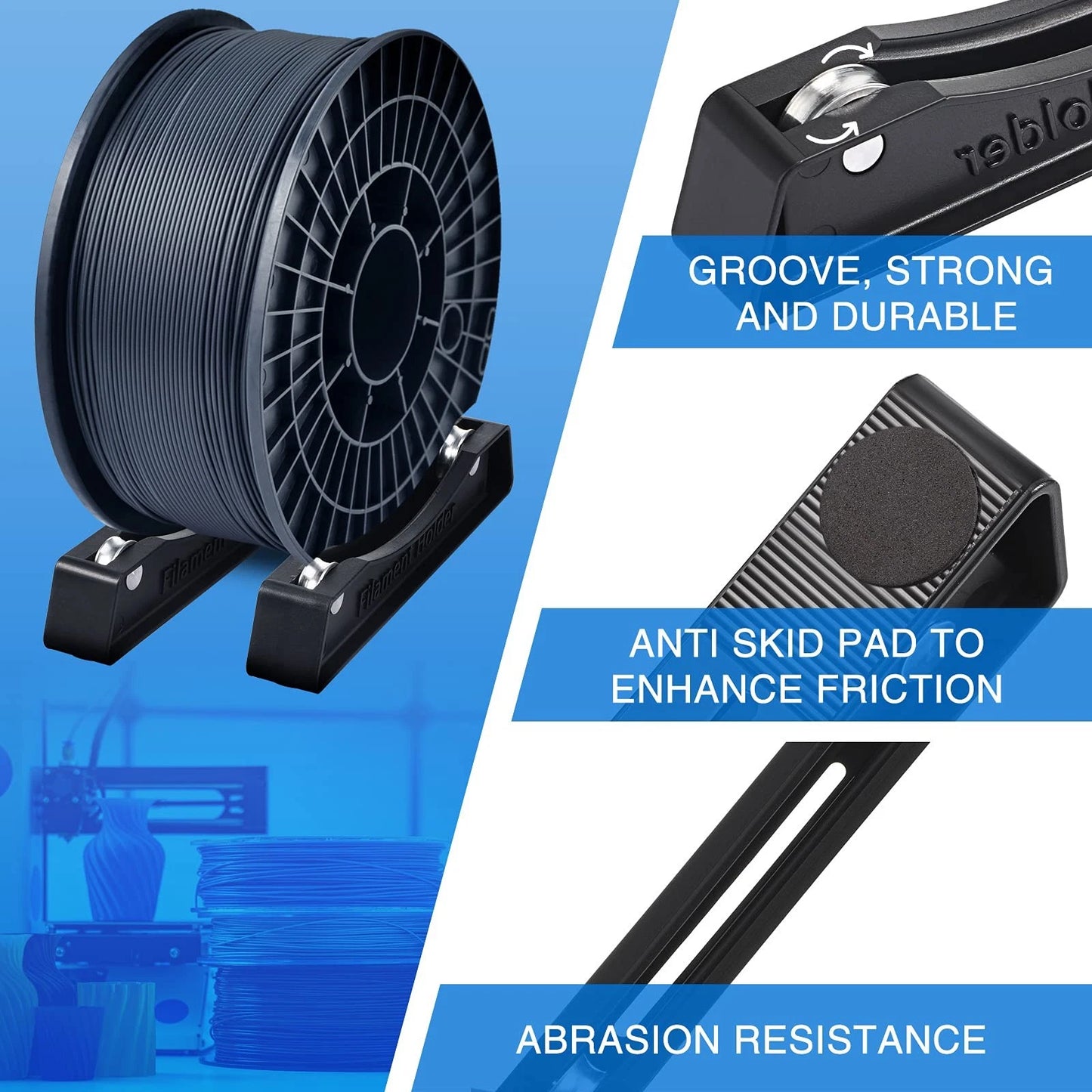 Weewooday 3D Printer Filament Spool Holder Fits Large, Black