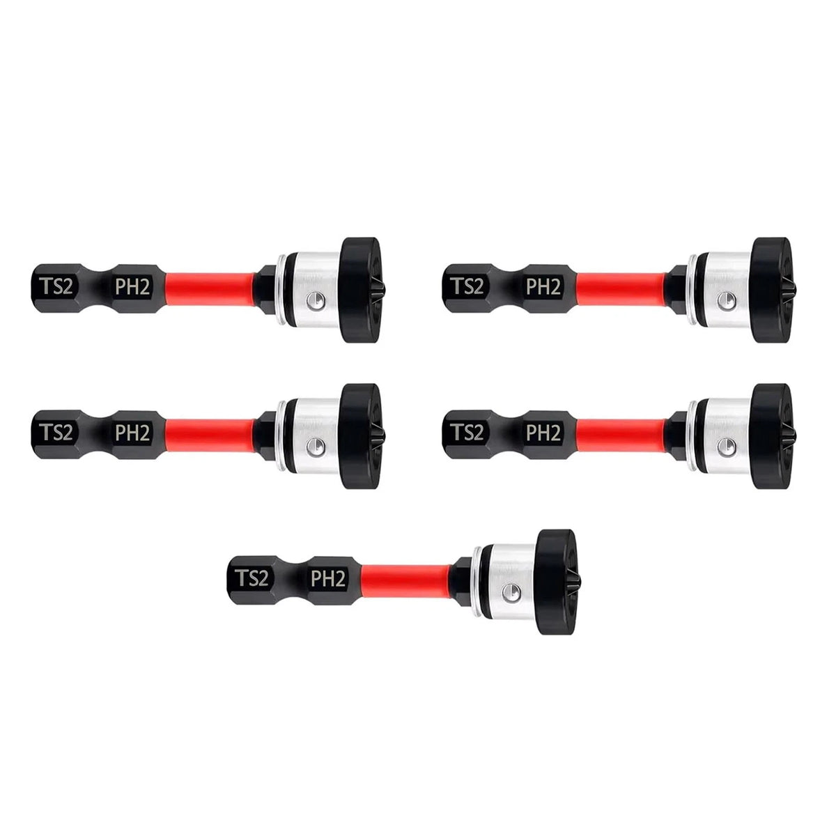 Magnetic Depth Stop Drywall Screw Bits 5PCS PH2 50mm 1/4" Hex Shank Setter