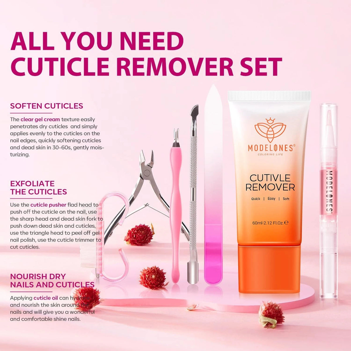 Modelones Cuticle Remover Kit 1 Count(Pack of 1 ), A1-Orange
