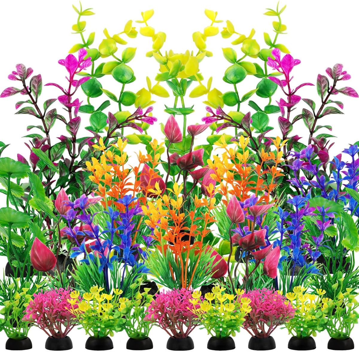 QUOZUO 25pcs Artificial Plant, Fish Tank Decorations Plants, Colorful