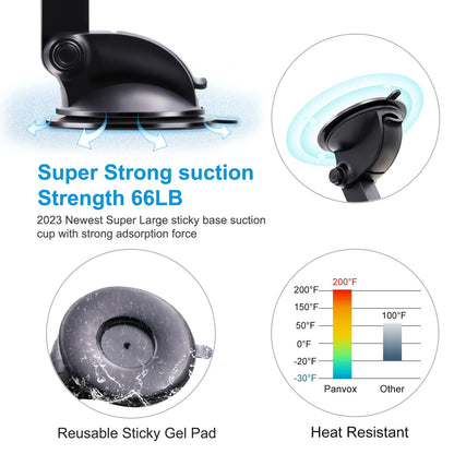 Magnetic Phone Car Mount, Universal Dashboard Windshield Black